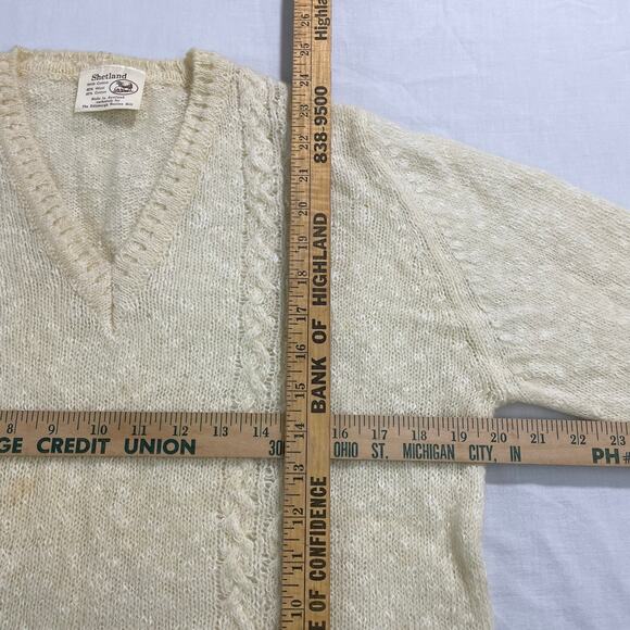 VTG Shetland Knit Sweater, Wool Cotton Blend, Mens Size M, Made in Scotland - Picture 5 of 6